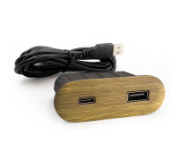 Розетка USB тип А+С в стол/мебель, состаренная бронза, Versapick ASA