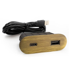 Розетка USB тип А+С в стол/мебель, состаренная бронза, Versapick ASA