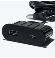 Розетка USB тип А+С в стол/мебель, черный, Versapick ASA