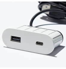Розетка USB тип А+С в стол/мебель, белый, Versapick ASA