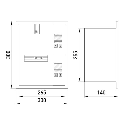 Корпус для 1ф. счетчика + 4 модуля, встраиваемый, e.mbox.stand.w.f1.04.z Enext s0100002