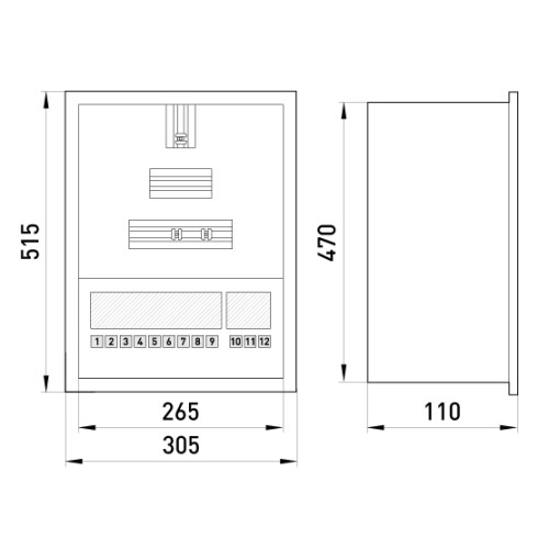 Корпус для 3ф. электронного счетчика + 12 модулей, встраиваемый, e.mbox.stand.w.f3.12.z.e Enext s0100072