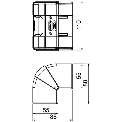 Угол внешний регулируемый для кабель-канала 100x53 мм ПВХ, Rapid 45, OBO Bettermann 6113050