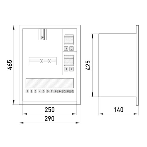 Корпус для 1ф. счетчика + 16 модулей, встраиваемый, e.mbox.stand.w.f1.16.z Enext s0100008