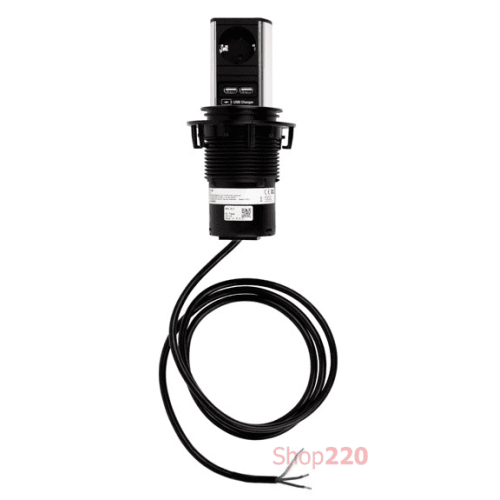 Выдвижной блок розеток Bachmann Elevator 220В + 2xUSB, черный