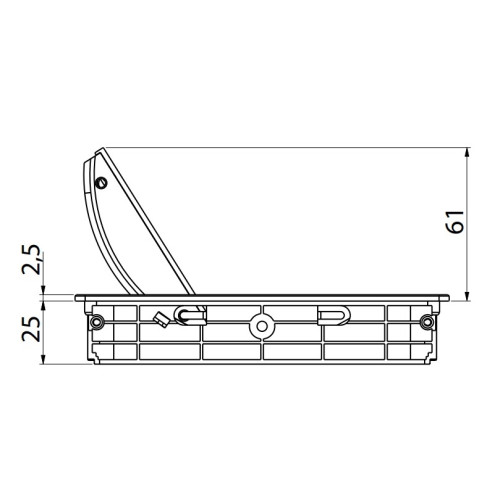 Лючок в стол, L=316мм, алюминий, Exit dual 2.0 ASA