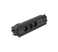 Врезной блок розеток в столешницу 3x220В + 2xUSB A+C + 2xKeystone для RJ45, черный, S485 Simon