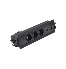 Врезной блок розеток в столешницу 3x220В + 2xUSB A+C + 2xKeystone для RJ45, черный, S485 Simon