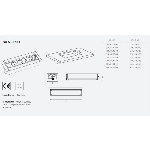 Блок розеток спиннер 3x220В + 2xUSB A+C + 2xKeystone для RJ45, черный, S486 Simon