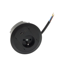 Врезной блок розеток 220В + USB тип C, черный, S483 Simon