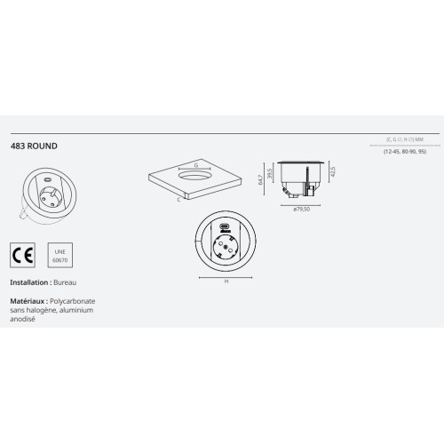 Врезной блок розеток 220В + USB тип C, черный, S483 Simon