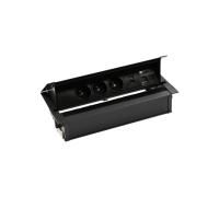 Выдвижной блок розеток в столешницу 3x220В + 2xUSB A+C + 2xKeystone для RJ45, черный, S487 Simon