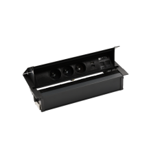 Выдвижной блок розеток в столешницу 3x220В + 2xUSB A+C + 2xKeystone для RJ45, черный, S487 Simon