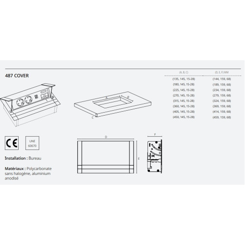 Выдвижной блок розеток в столешницу 3x220В + 2xUSB A+C + 2xKeystone для RJ45, черный, S487 Simon