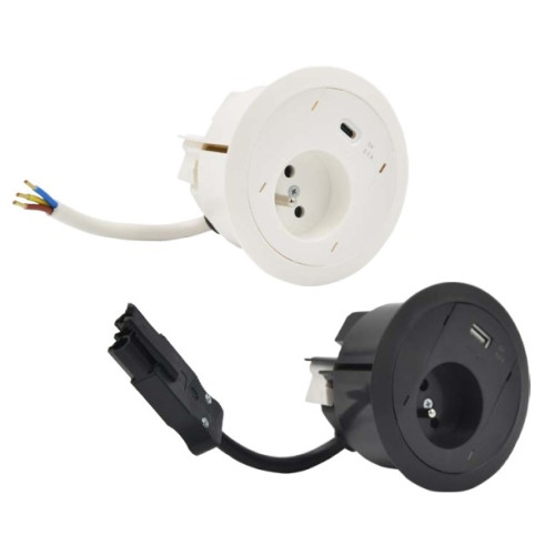 Врезной блок розеток 220В + USB тип C, черный, S483 Simon
