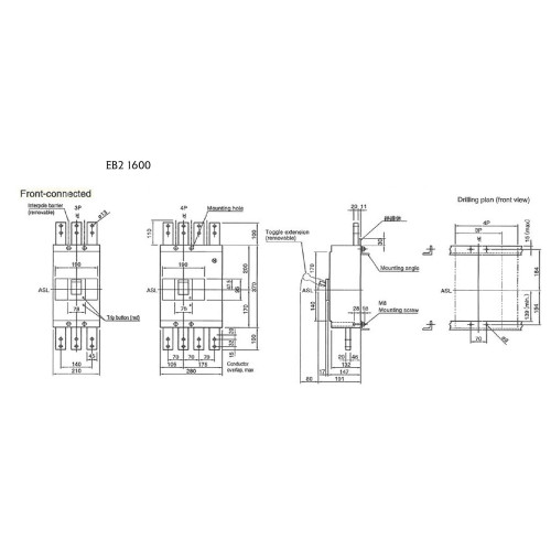 Силовой автомат 1600 А, 3-фазный, EB21600/3LE-FC ETIBREAK 2 ETI 4672250