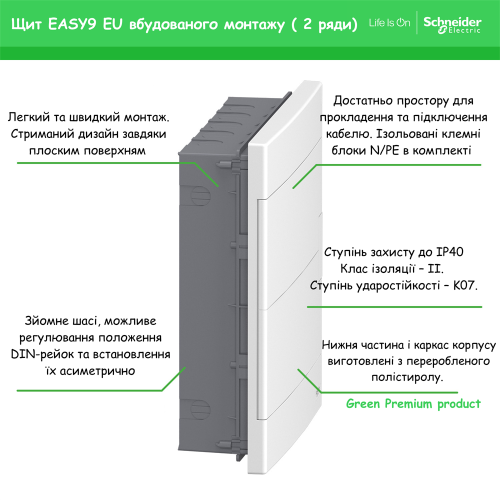 Электрический щит на 24 модуля, врезной, дымчатая дверь, Easy9 EU Schneider Electric EZ9EUA212