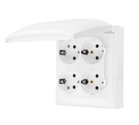 Розетка влагозащищенная четверная, IP44, белый, Aquaclick Simon