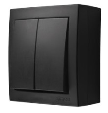 Выключатель 2-клавишный влагозащищенный, IP44, черный, Aquaclick Simon