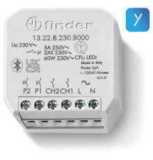 Реле многофункциональное; YESLY; 2NO; 6A; 230В AC; 2 канала; 21 функция; Bluetooth; 5кн. с подсвеч.; распр. коробка