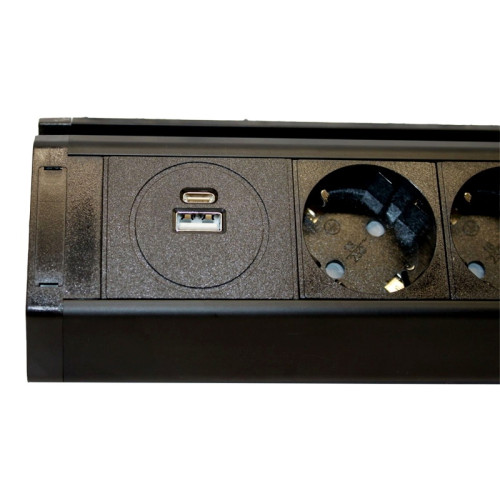 Угловая мебельная розетка с USB А+С, ElectroHouse EH-AR-308