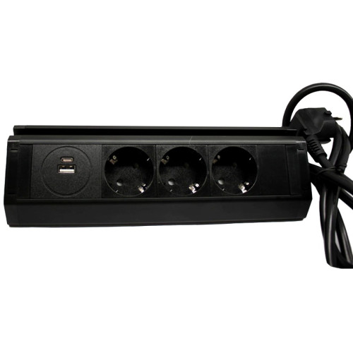 Угловая мебельная розетка с USB А+С, ElectroHouse EH-AR-308