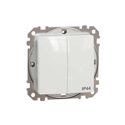 Выключатель 2-клавишный влагозащищенный IP44, белый, Sedna Design SDD211105