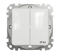 Выключатель 2-клавишный влагозащищенный IP44, белый, Sedna Design