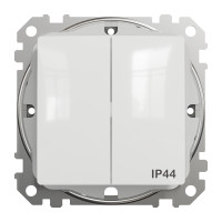Выключатель 2-клавишный влагозащищенный IP44, белый, Sedna Design