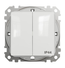 Выключатель 2-клавишный влагозащищенный IP44, белый, Sedna Design