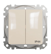 Выключатель 2-клавишный влагозащищенный IP44, бежевый, Sedna Design