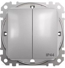 Выключатель 2-клавишный влагозащищенный IP44, алюминий, Sedna Design