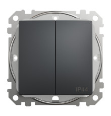 Выключатель 2-клавишный влагозащищенный IP44, черный, Sedna Design