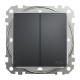 Выключатель 2-клавишный влагозащищенный IP44, черный, Sedna Design SDD214105