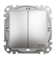 Выключатель IP44 2-клавишный, матовый алюминий, Sedna Design