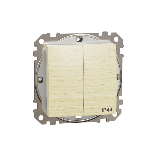 Выключатель 2-клавишный влагозащищенный IP44, береза, Sedna Design SDD280105