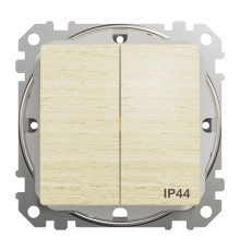 Выключатель 2-клавишный влагозащищенный IP44, береза, Sedna Design