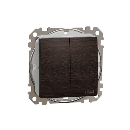 Выключатель 2-клавишный влагозащищенный IP44, венге, Sedna Design SDD281105