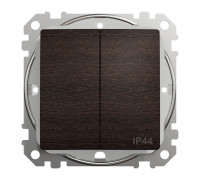 Выключатель 2-клавишный влагозащищенный IP44, венге, Sedna Design