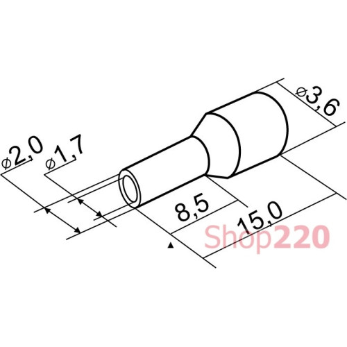 Наконечник трубчатый 1.5 мм кв, черный, НТ 1,5-08 Аско A0060010004