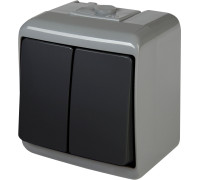 Выключатель 2-клавишный накладной, серо-графитовый, IP 54 Hermetics ETI