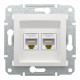 Розетка компьютерная RJ45 двойная, белый, Schneider Asfora