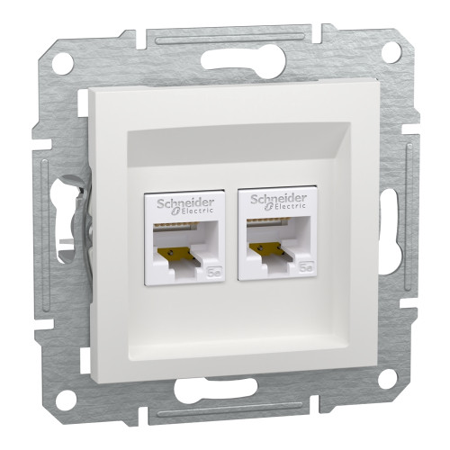 Розетка компьютерная RJ45 двойная, белый, Schneider Asfora