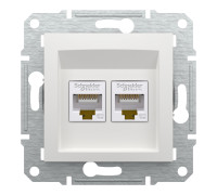 Розетка компьютерная RJ45 кат.6 двойная, белый, Schneider Asfora