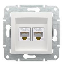Розетка компьютерная RJ45 кат.6 двойная, белый, Schneider Asfora