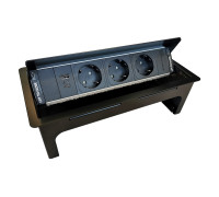 Выдвижной блок розеток в стол, 3х220В + USB A+C, черный, Versanet ASA