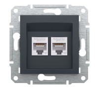 Розетка комп'ютерна RJ-45 кат. 6 подвійна, антрацит, EPH4800171 Asfora Schneider