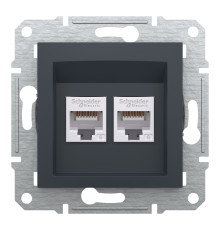 Розетка компьютерная RJ-45 кат. 6 двойная, антрацит, EPH4800171 Asfora Schneider