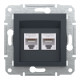 Розетка комп'ютерна RJ-45 кат. 6 подвійна, антрацит, EPH4800171 Asfora Schneider
