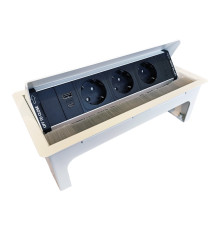 Выдвижной блок розеток в стол, 3х220В + USB A+C, белый, Versanet ASA